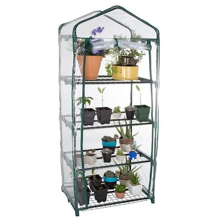 Pure Garden Pure Garden 50-176-4GH 27.5 x 19 x 63 in. 4 Tier Mini Greenhouse with Cover ; Green 50-176-4GH